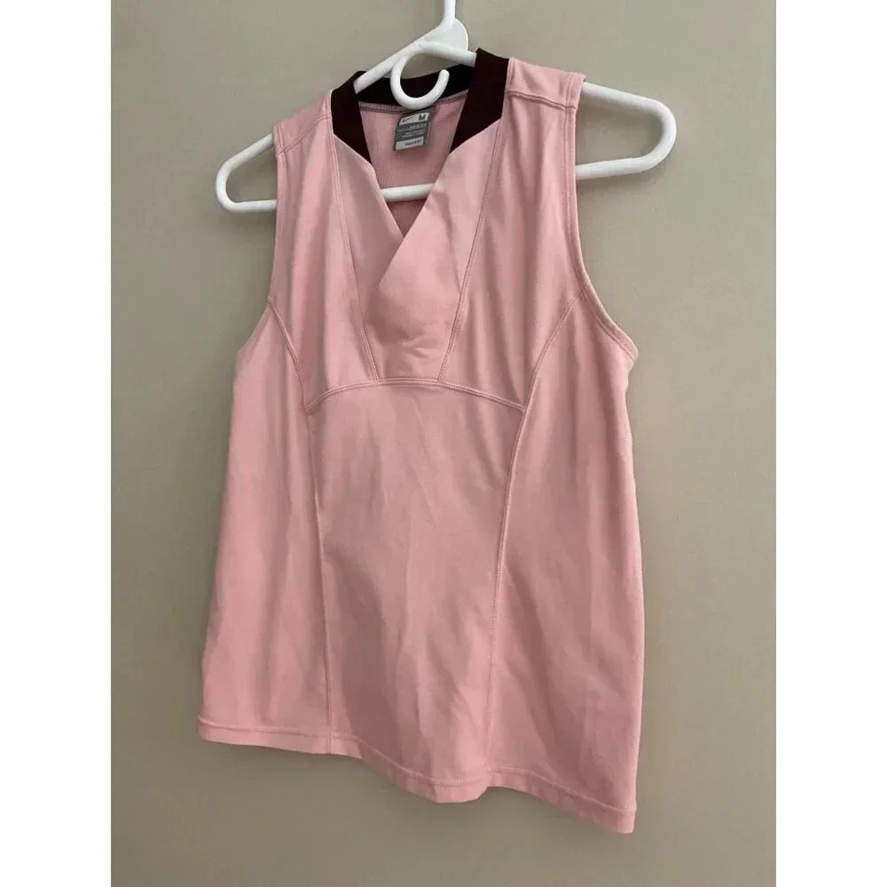 Nike Fit Dry Blush Pink & Burgundy Sleeveless Activewear Tank Size Medium Tennis - Picture 3 of 13